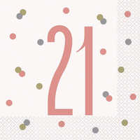 Rose Gold Glitz 21st Birthday Napkins 16pk