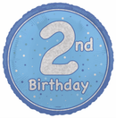 Unique Foil Balloon Blue Glitz Age 2 18"