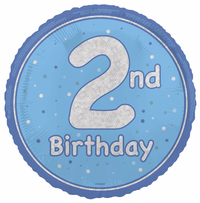 Unique Foil Balloon Blue Glitz Age 2 18"