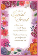 Set of six Simon Elvin C75 birthday greeting cards featuring special friend designs, perfect for celebrating friends.