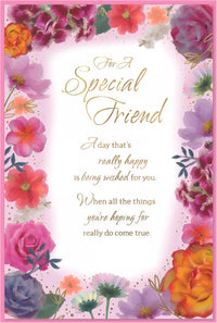 Set of six Simon Elvin C75 birthday greeting cards featuring special friend designs, perfect for celebrating friends.