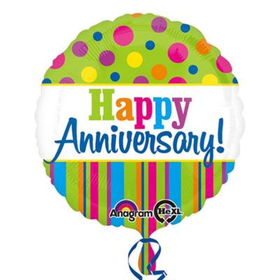 Anagram Anniversary Spots Stripes 18" Foil Balloon