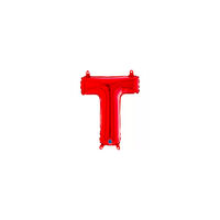Red 14-inch Grabo foil balloon in letter T shape, designed for celebrations and party decorations.