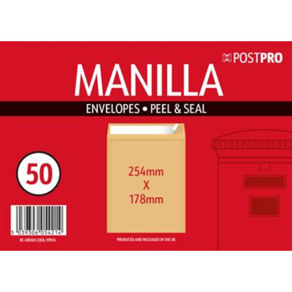 50pk Redfield Envelopes 178x254mm Manilla