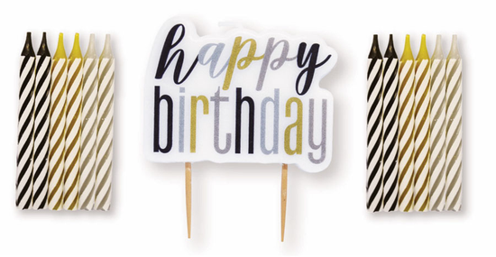 Unique 13 Pack Party Candle Black Glitz Birthday