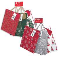 Gift Bags Christmas Medium 3pk (Design May Vary)