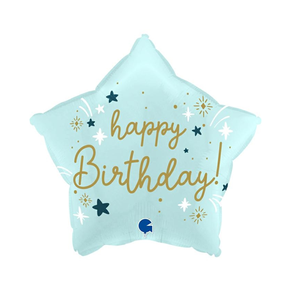 Grabo Happy Birthday Blue Star 18" Foil Balloon