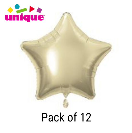 Unique 12 Pack Foil Balloon White Gold Star 20