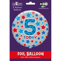 Foil Balloon 18" Round Holographic Age 5