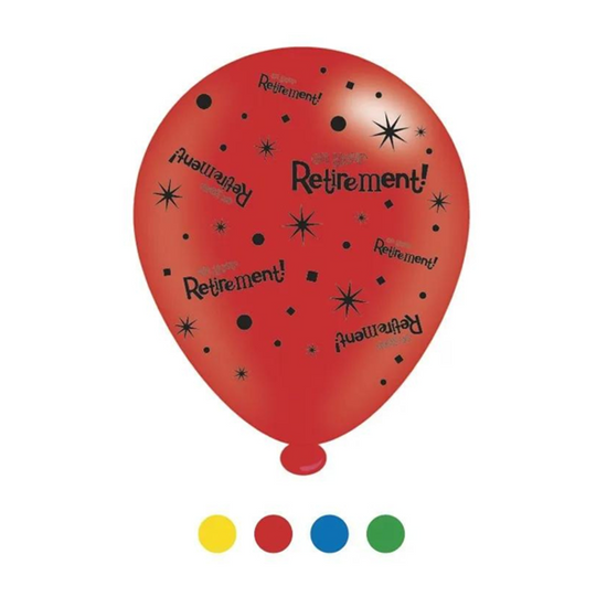 8 Latex Balloons 10" Retirement Assorted