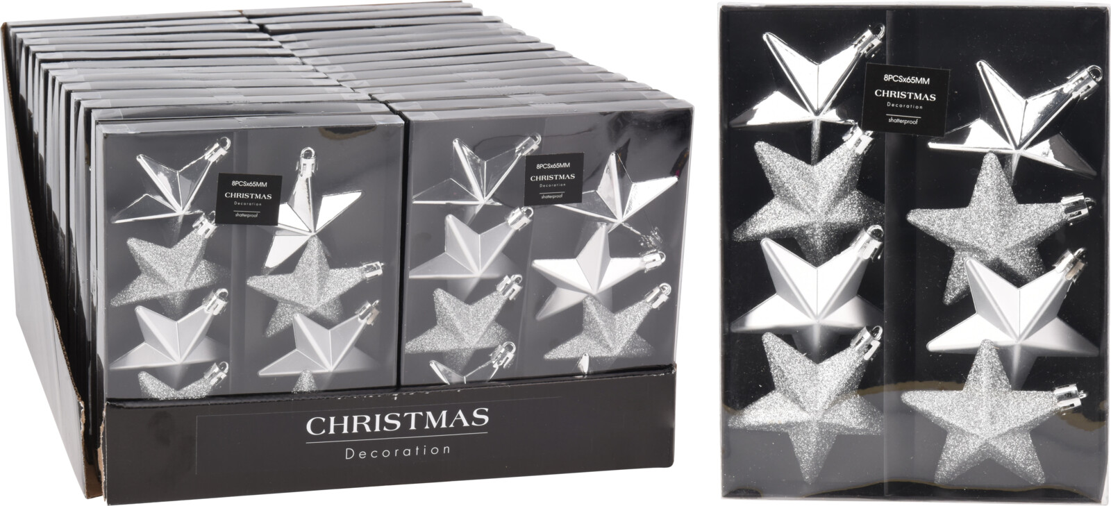 Tree Decoration Star Silver 65mm
