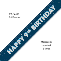 Unique Banner Blue Glitz Age 9 9ft