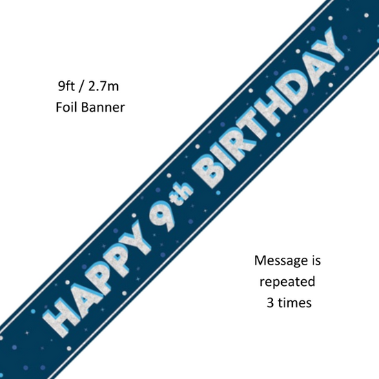 Unique Banner Blue Glitz Age 9 9ft