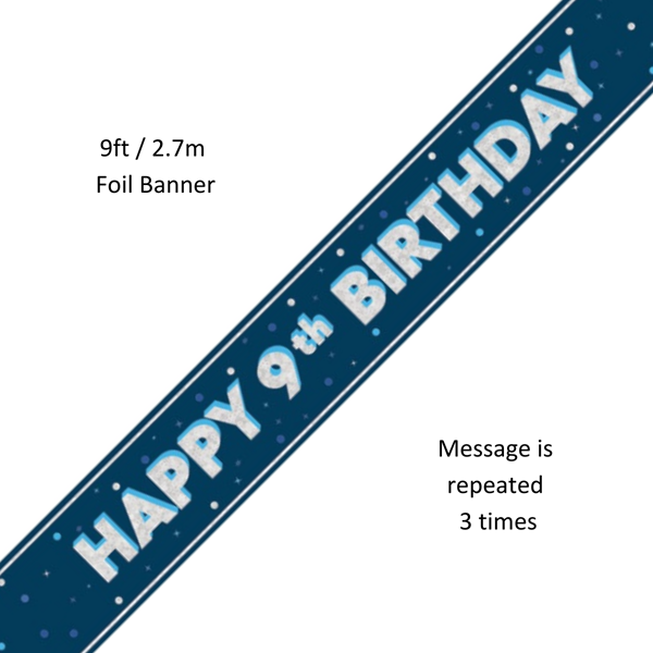 Unique Banner Blue Glitz Age 9 9ft