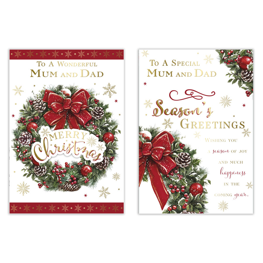 Poppyhill 12 Pack Cards C50 Christmas Mum & Dad