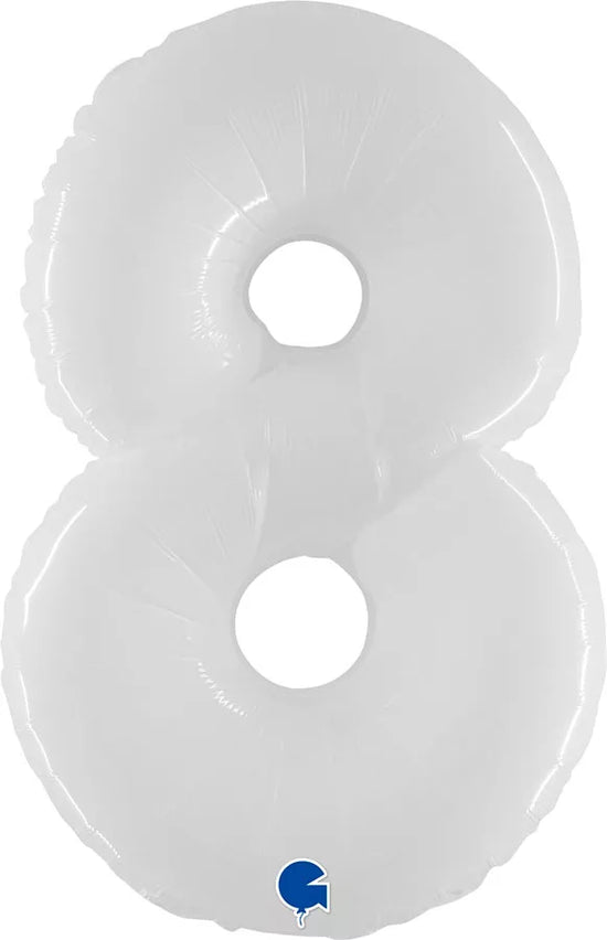 Grabo Foil Balloon Shiny White 40" Number 8