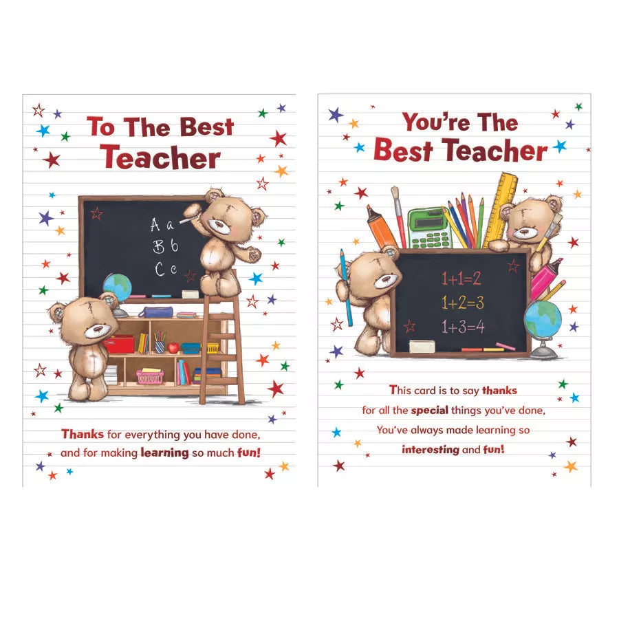 Poppyhill 12-pack teacher appreciation cards featuring colorful designs and heartfelt messages for educators.