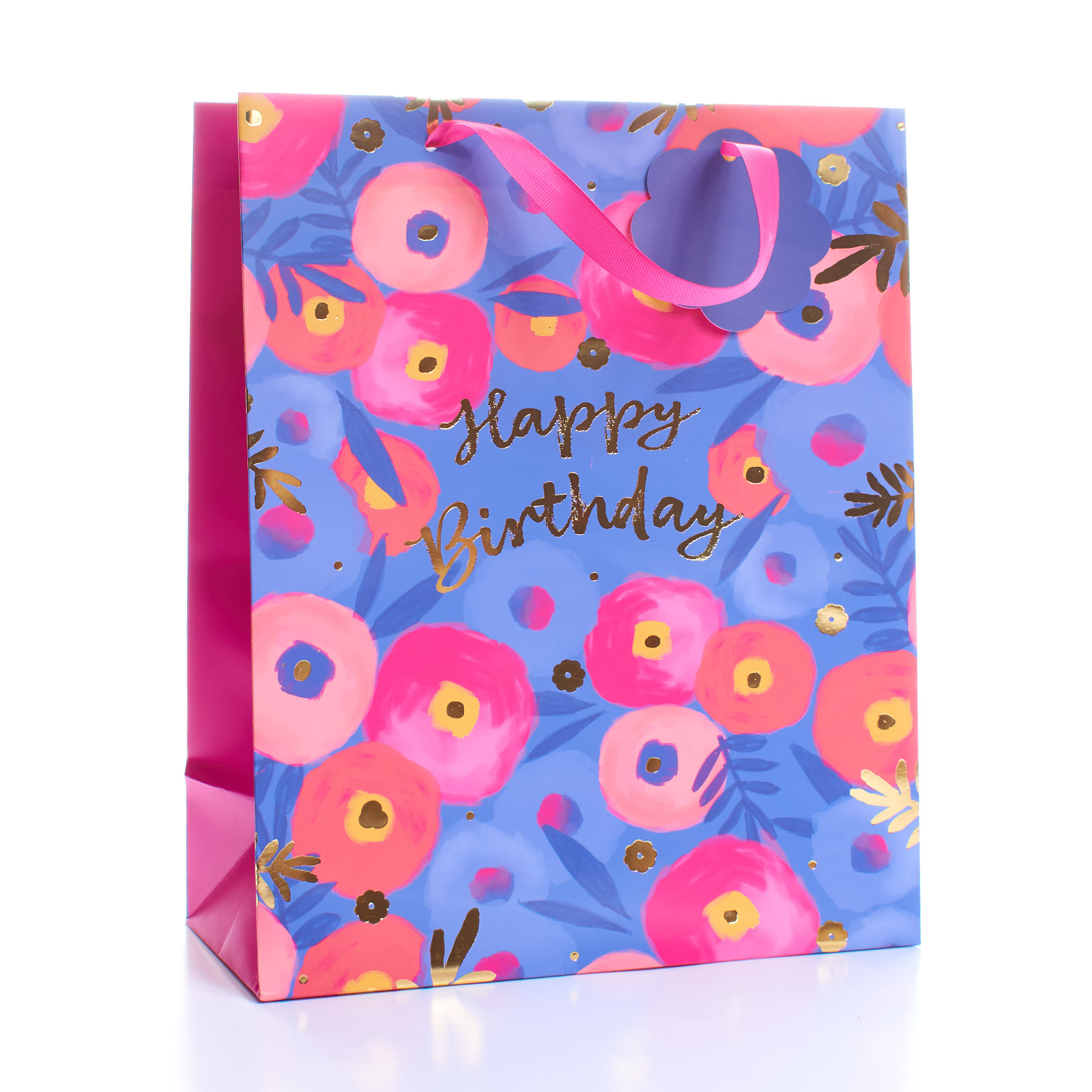 Gift Bag Text & Floral Medium 6pk