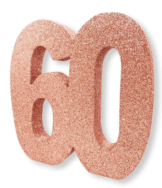 Rose Gold Glitter 60th Table Decoration