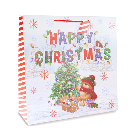 12pk Giant Square Gift Bags Bear With Text