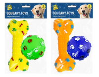 Vinyl Squeaky Dog Toys 2pk (Colour May Vary)