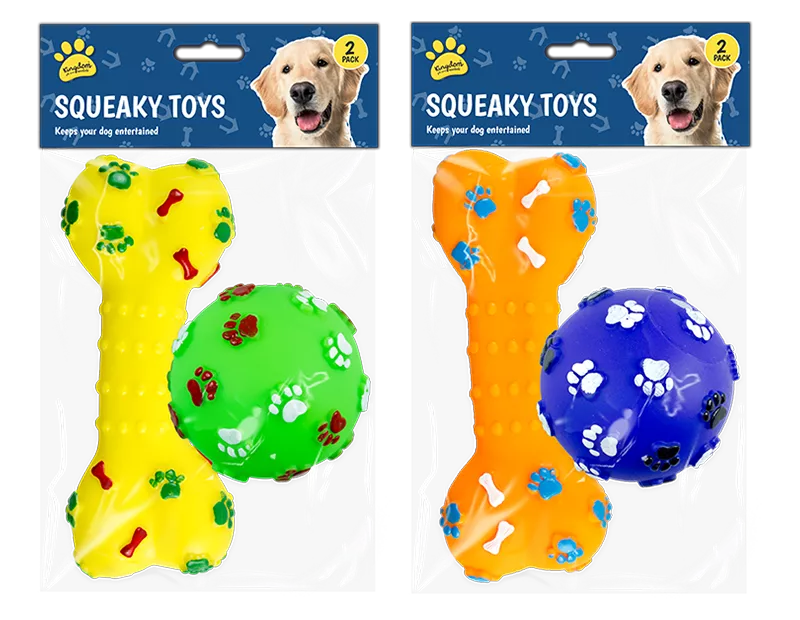 Vinyl Squeaky Dog Toys 2pk (Colour May Vary)
