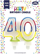 Eurowrap Party Candle Age 40 Rainbow Glitter