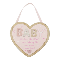 Baby Hanging Heart Plaque Pink