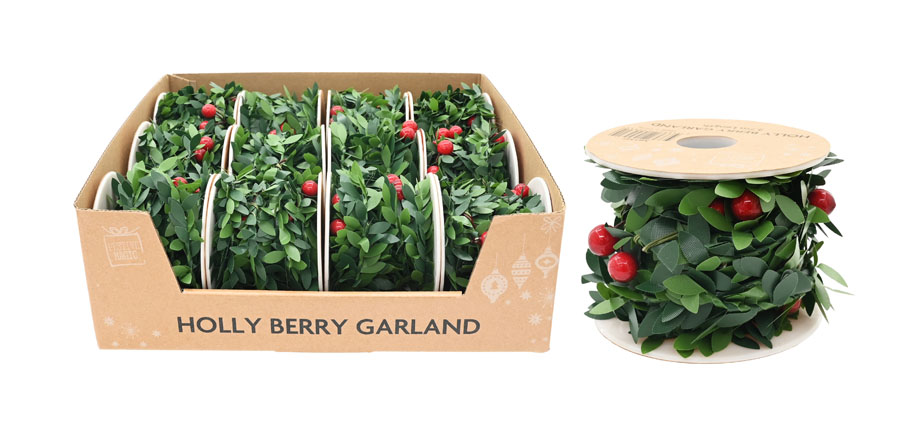 Uncle Bills Garland Holly & Berries 2.7m