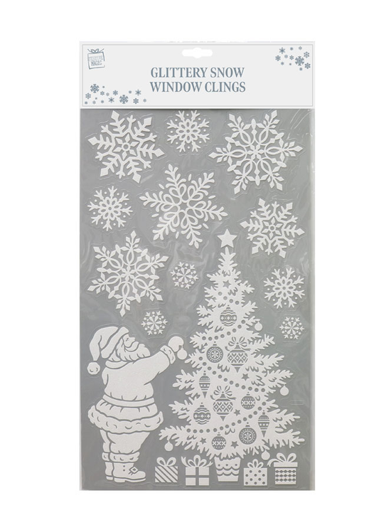 White Glitter Window Cling 41Cm