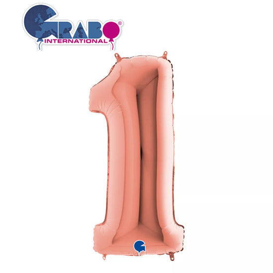 Grabo Foil Balloon Rose Gold 40" Number 1