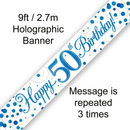Oaktree Banner Sparkling Fizz Age 50 Blue 9ft