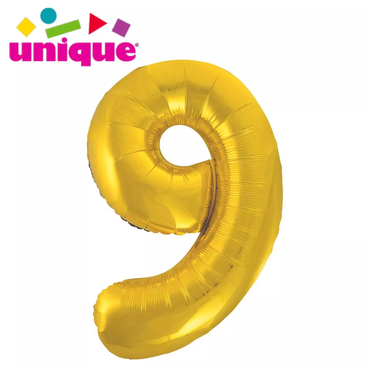 Unique Foil Balloon Classic Gold 34" Number 9