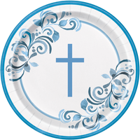 Unique 8 Pack Plates Blue Holy Cross 9