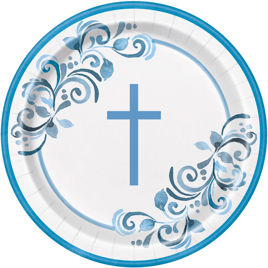 Unique 8 Pack Plates Blue Holy Cross 9