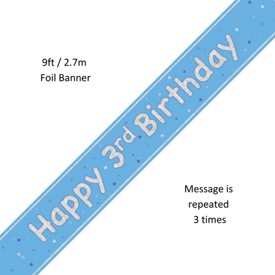 Unique Banner Blue Glitz Age 3 9ft