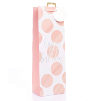 Gift Bag Birthday Pink Spots Bottle 6pk