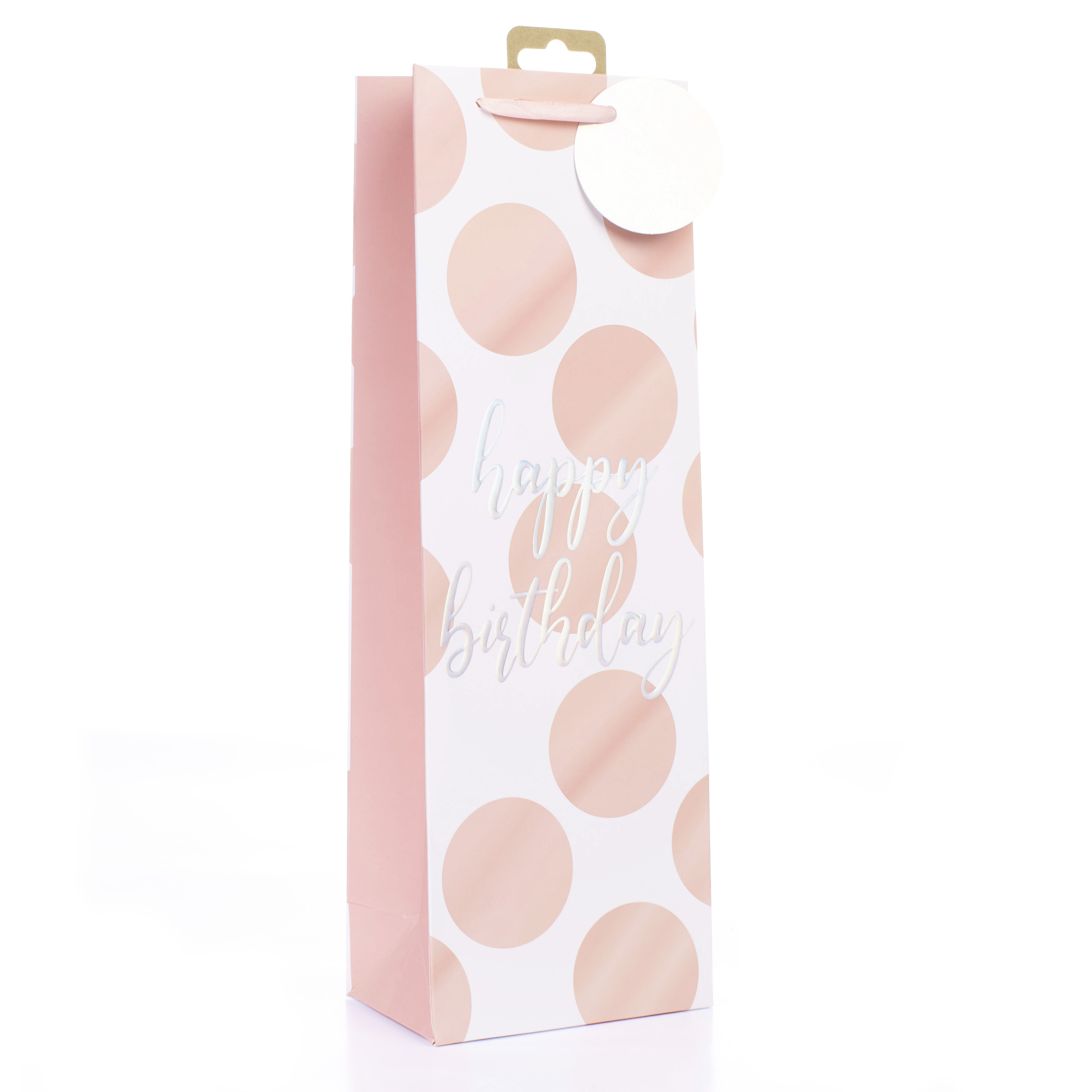Gift Bag Birthday Pink Spots Bottle 6pk