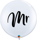 Qualatex 3ft Wedding Mr White Latex Balloons 2pk