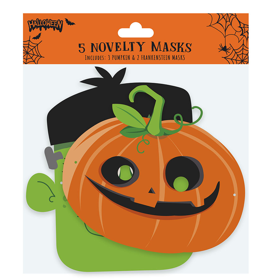 Eurowrap 5 Pack Halloween Masks Assorted