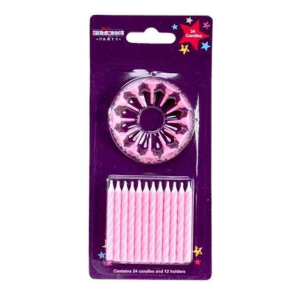 APAC Party Candle 24 Candles/12 Holders Pink