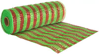 Eleganza Deco Mesh Green/Red Stripe 25cm x 9.1m