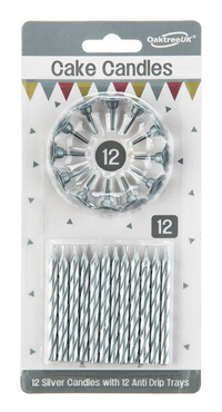 Oaktree 12 Candle/12 Holders Silver 18.5cm