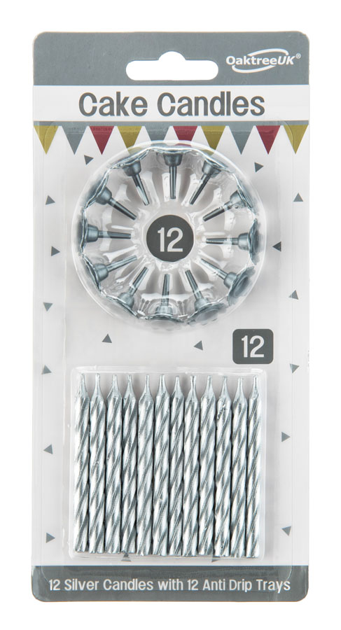 Oaktree 12 Candle/12 Holders Silver 18.5cm