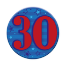 Six small Tiger Feet birthday badges with the number 30, perfect for celebrating a 30th birthday event.