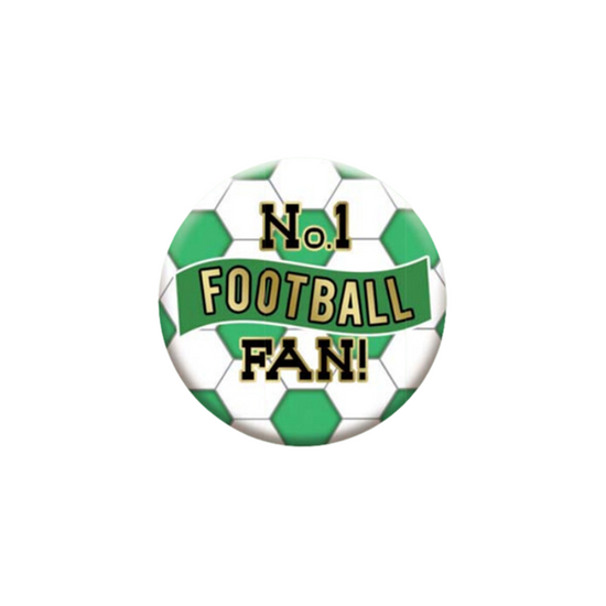 No.1 Football Fan 5.5cm Green & White Badge