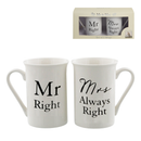 Amore 2 Pack Mugs Mr Right/Mrs Always Right