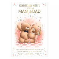 Set of six Prelude C75 Anniversary Mam & Dad greeting cards featuring festive designs and heartfelt messages.