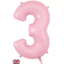 Oaktree 34-inch matte pink foil number 3 balloon, decorative helium or air balloon for celebrations and parties