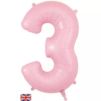 Oaktree 34-inch matte pink foil number 3 balloon, decorative helium or air balloon for celebrations and parties